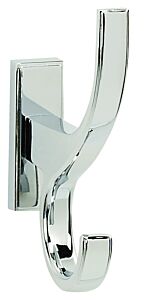 Alno Arch Collection 4" (102mm) Length Double Robe Hook 3" (76mm) Projection, 2" (51mm) x 11/16" (17.5mm) Base Dimension in Polished Chrome Finish