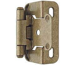 1/2in (13 mm) Overlay Self-Closing, Partial Wrap Burnished Brass Exposed Hinge - 2 Pack