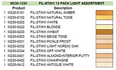Mohawk Furniture Fill Stick (Fil-Stik) Putty Pencil Stick, 12 Pack Light Assortment