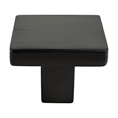 Advantage Series Matte Black 1-1/8 Inch (29mm) Length, 15/16 Inch (24mm) Projection Square Cabinet Knob, Berenson Hardware